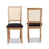 Baxton Studio Idris Mid-Century Black Fabric Upholstered and Oak brown Finished 2-Piece Rattan Dining Chair Set PR 199-2PC-12163-ZORO